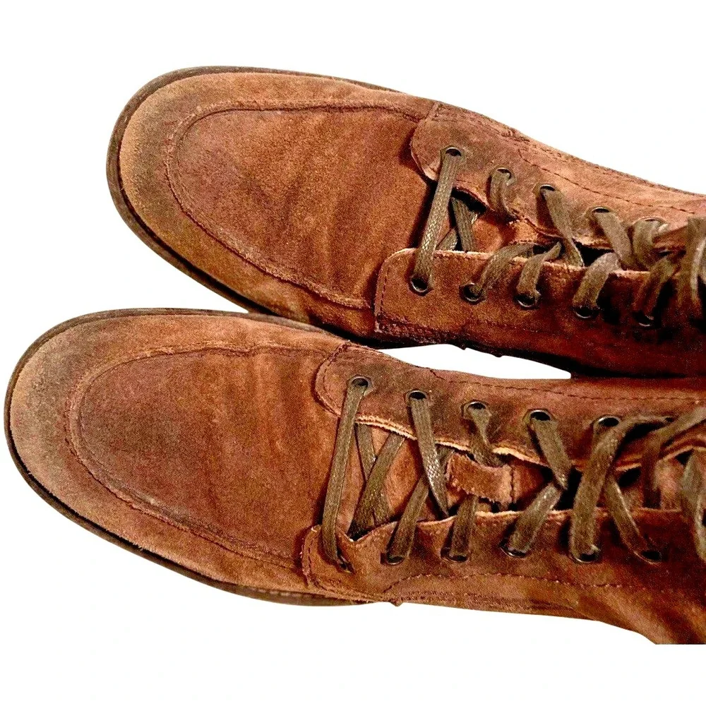 Frye Mens 10 D Brown Leather Chukka Boots Apron Moc Toe Ankle Work Trousers Shoe